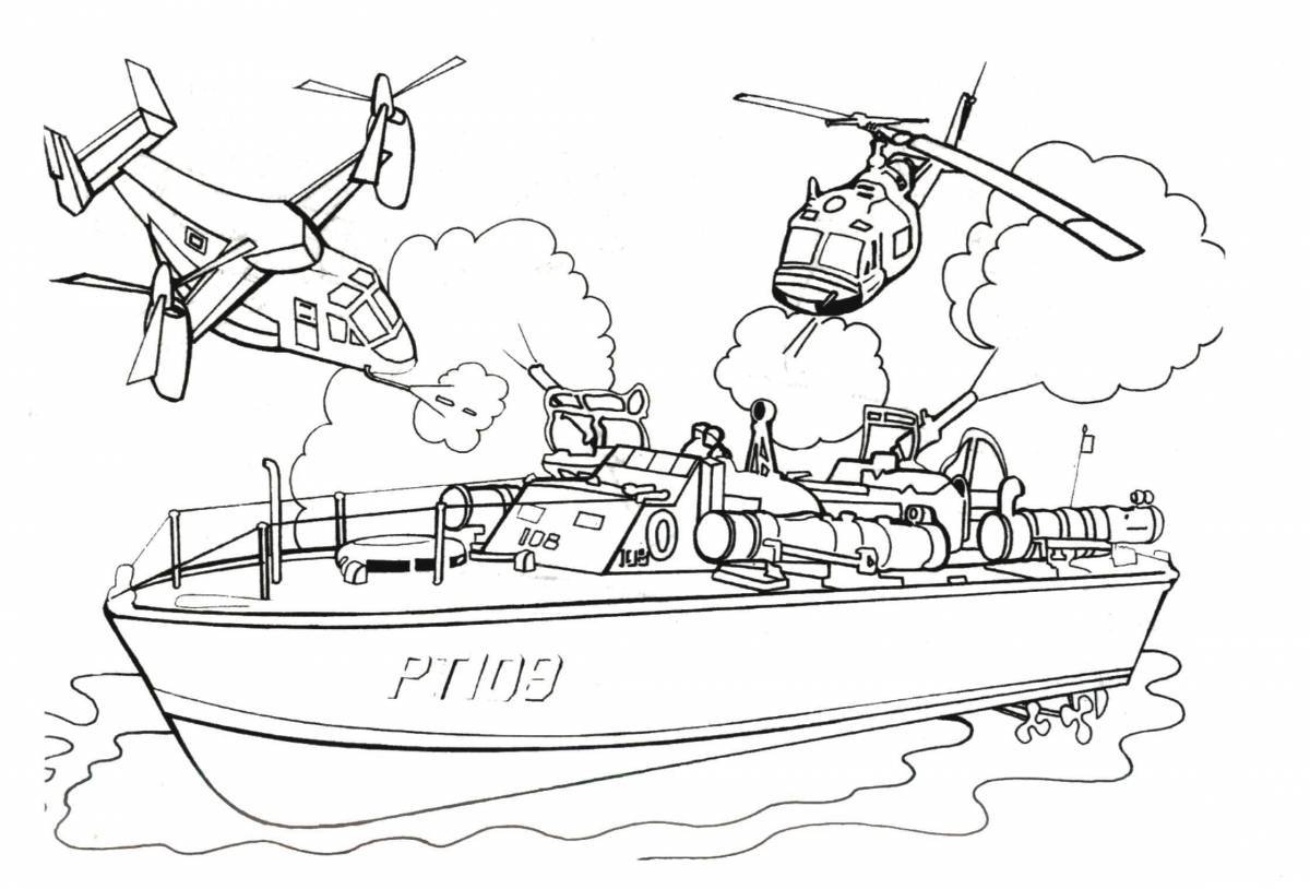 Artistic military vehicles coloring pages for boys