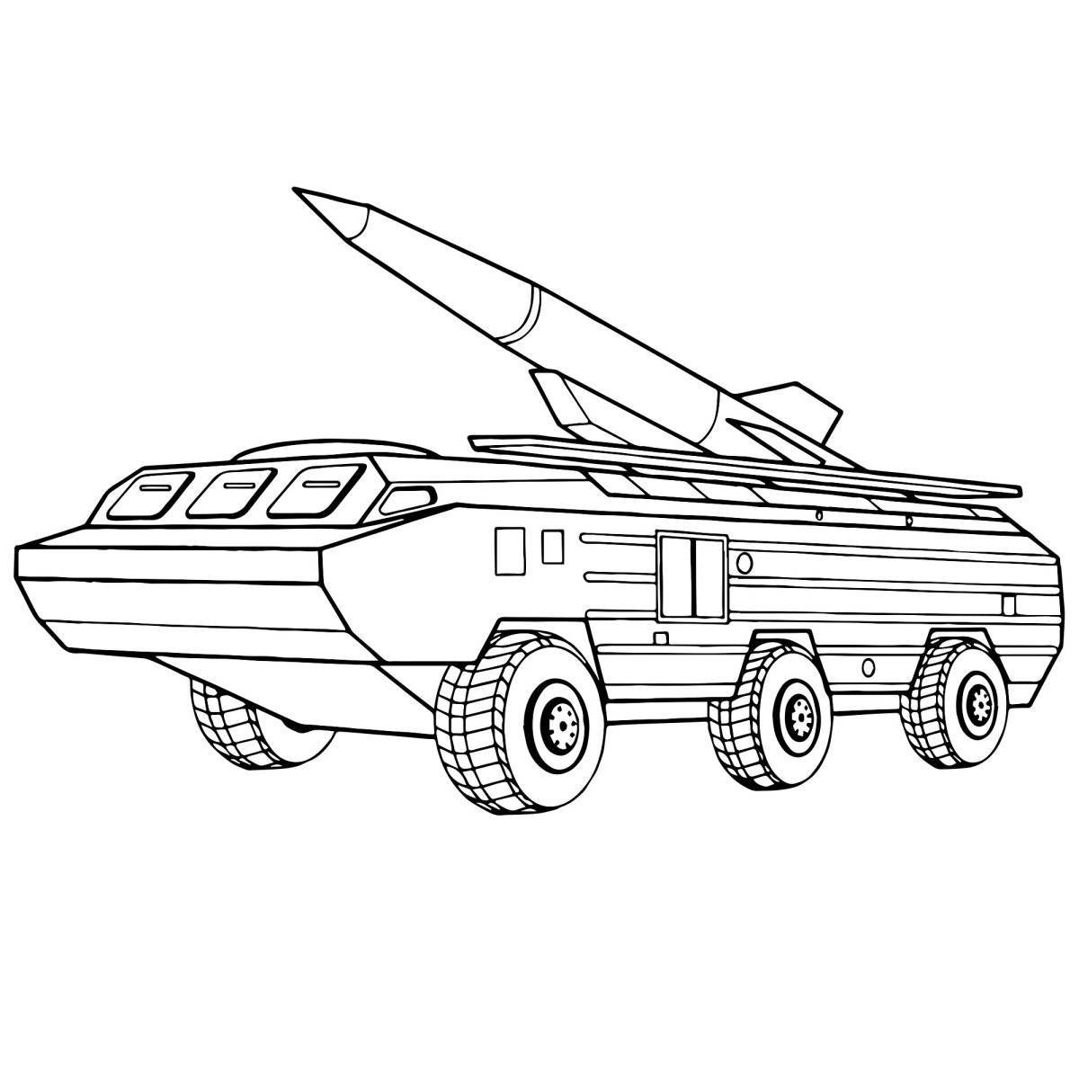 Playful military vehicles coloring page for boys