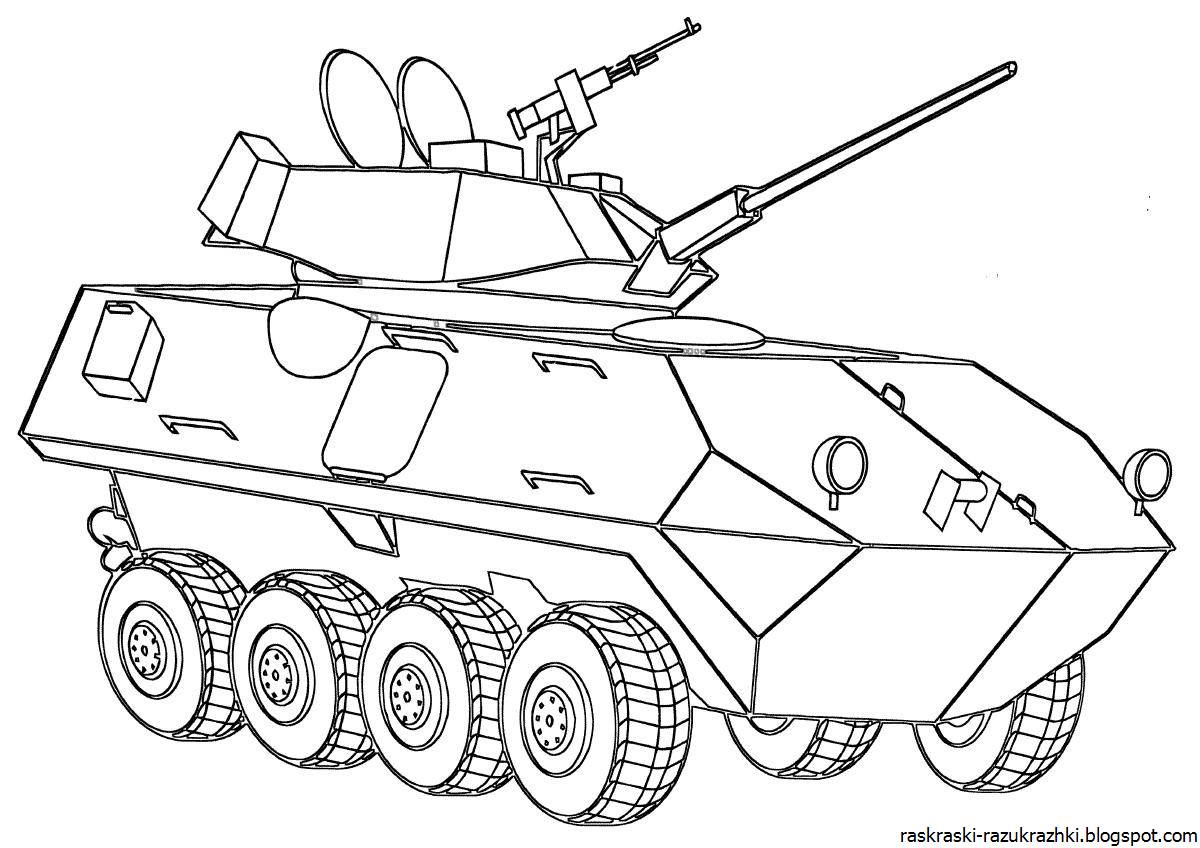 Adorable military vehicle coloring book for boys