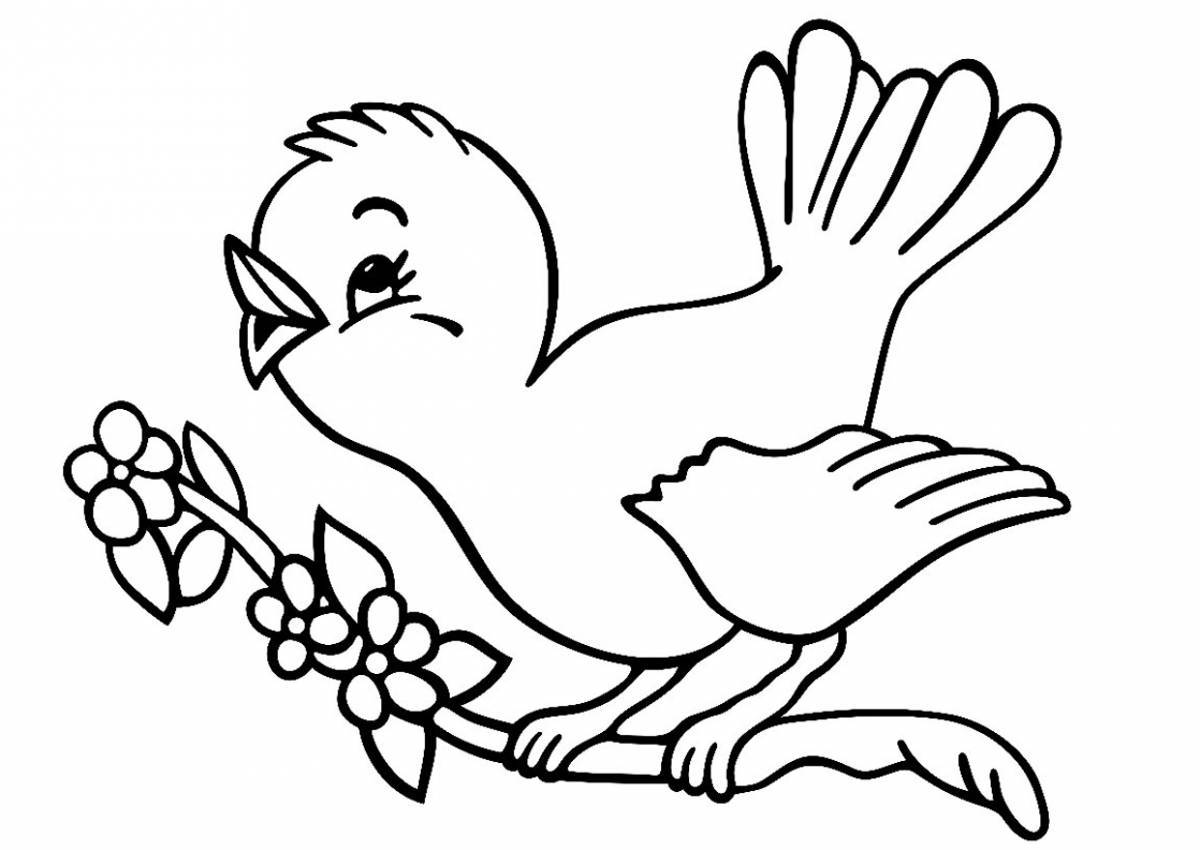 Сказочная страница раскраски птиц для детей 6-7 лет