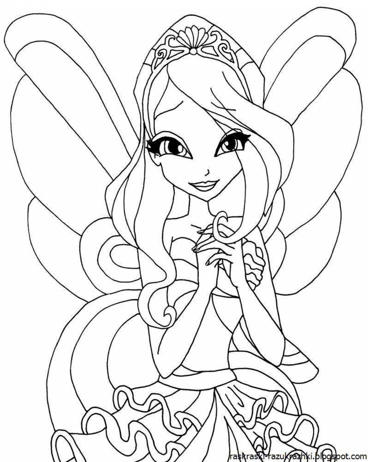 Elegant fairy coloring pages