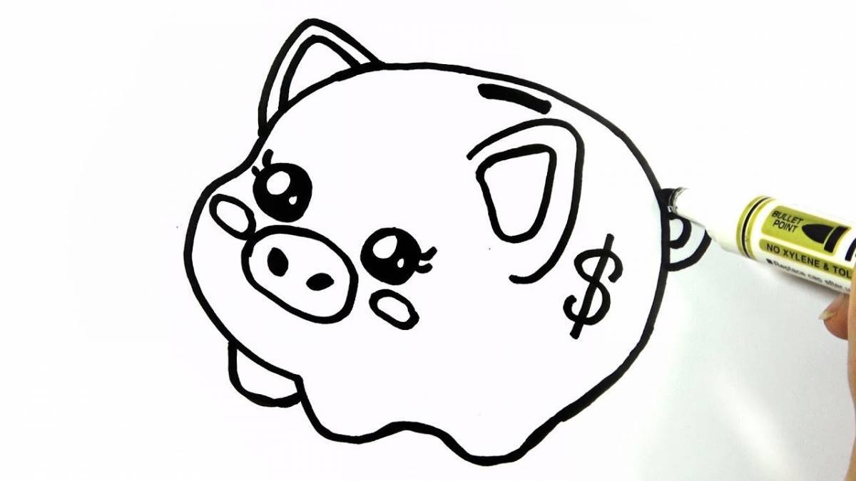 Coloring piggy bank
