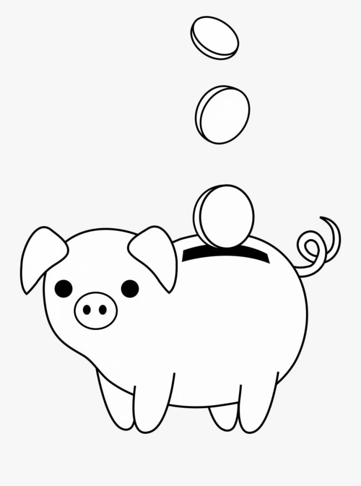 Fun piggy bank coloring book