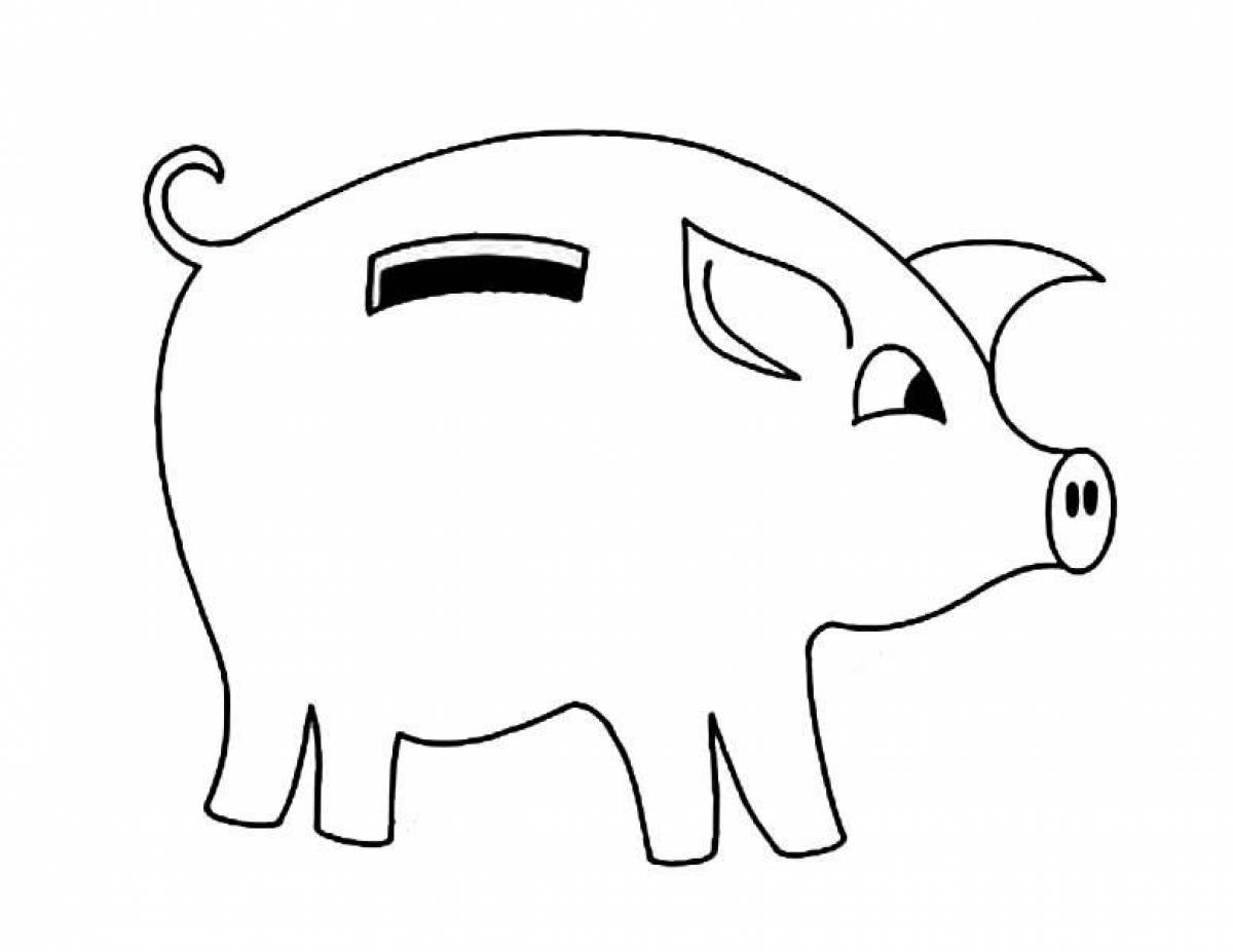 Sparkling piggy bank coloring page