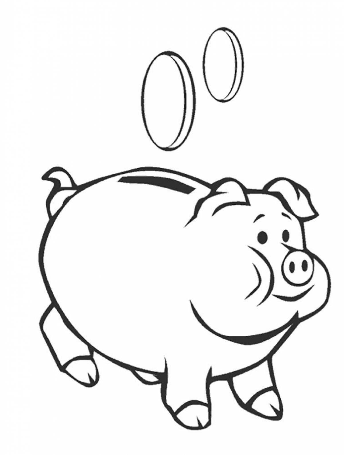 Adorable piggy bank coloring page
