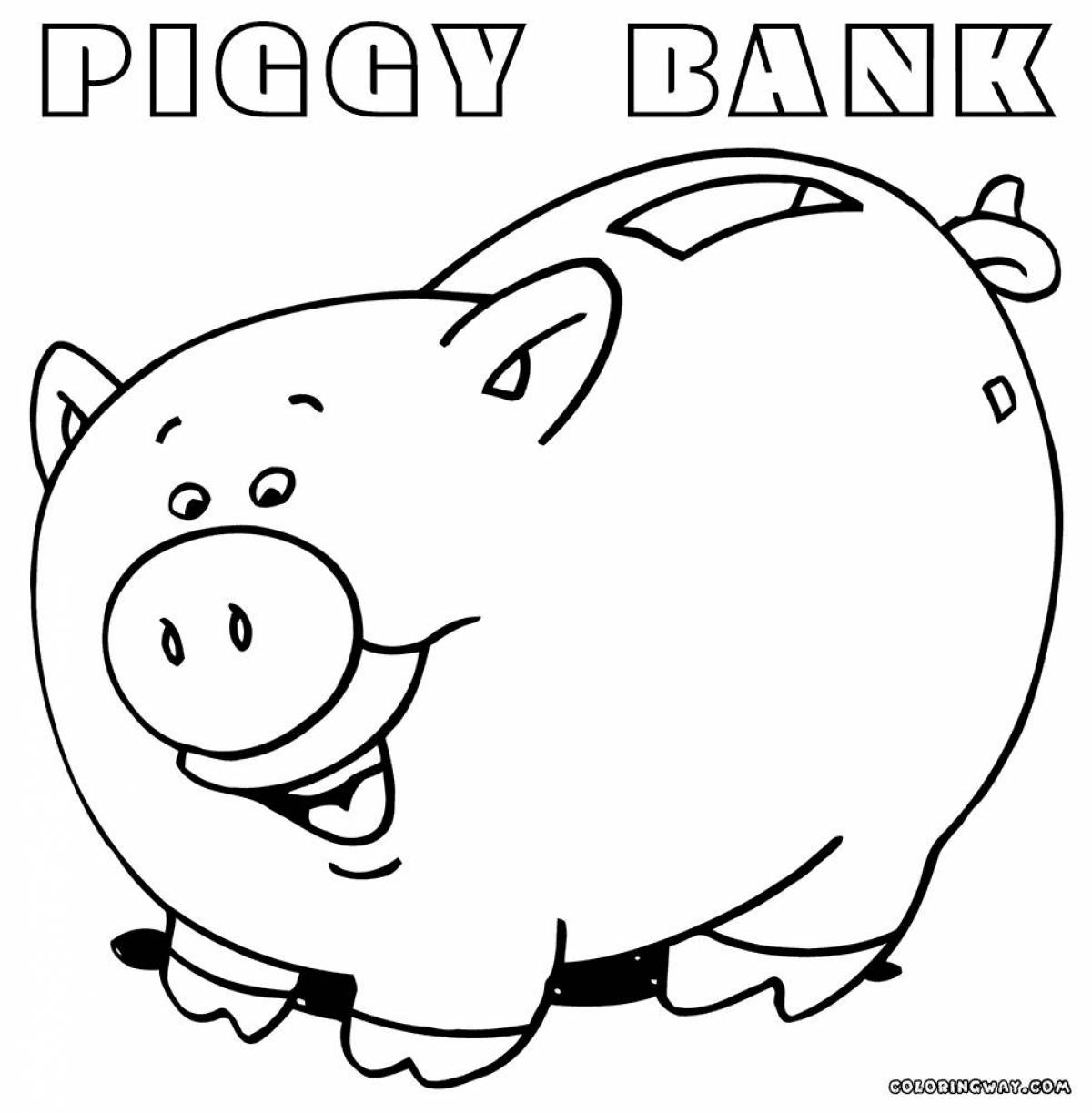 Coloring animated piggy bank