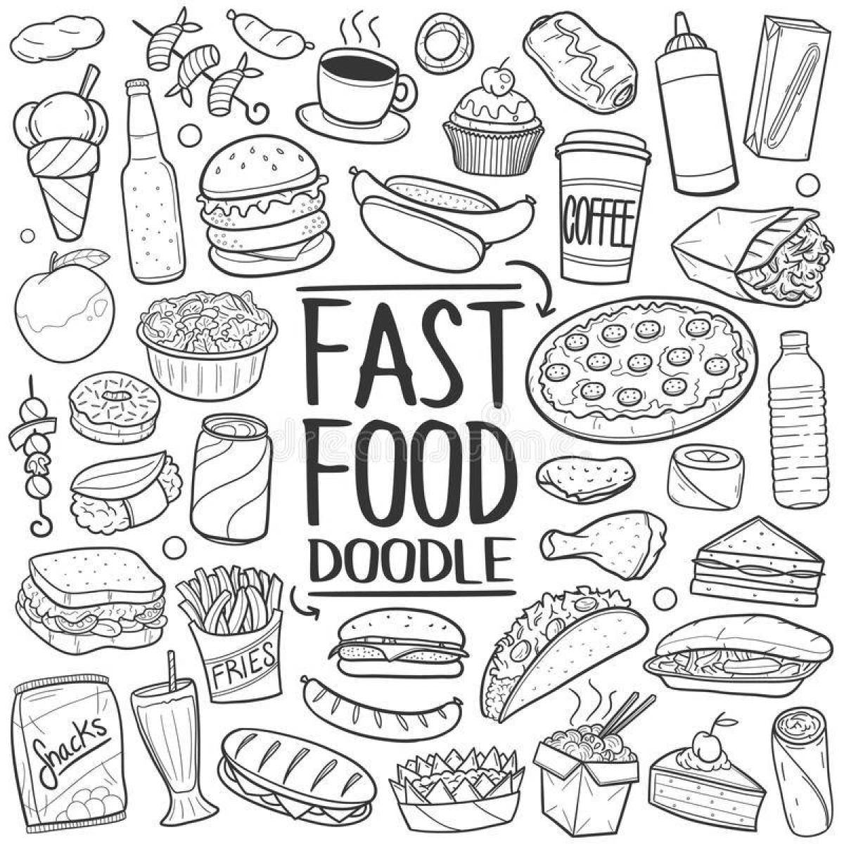Delicious fast food coloring page
