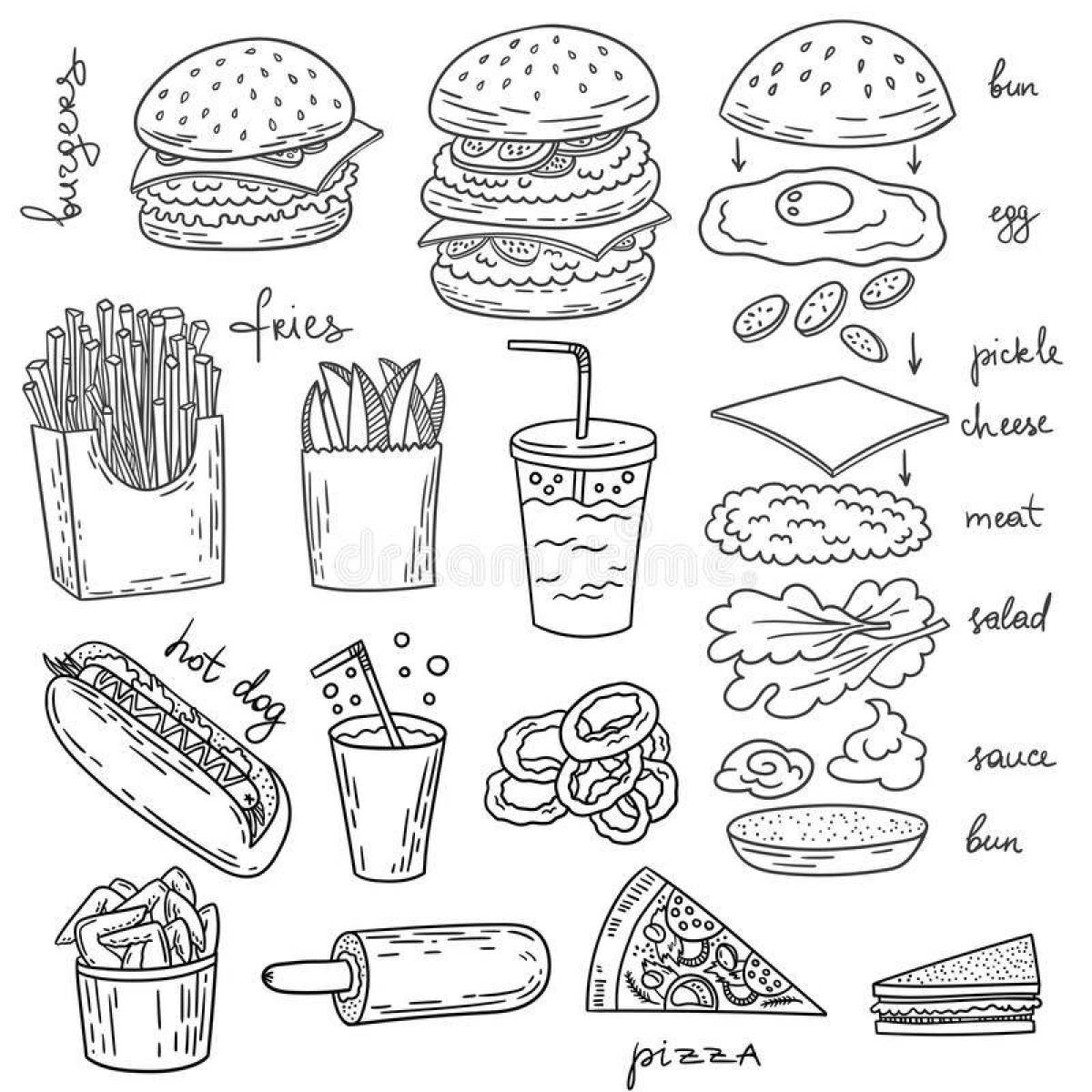 Appetizing fast food coloring page