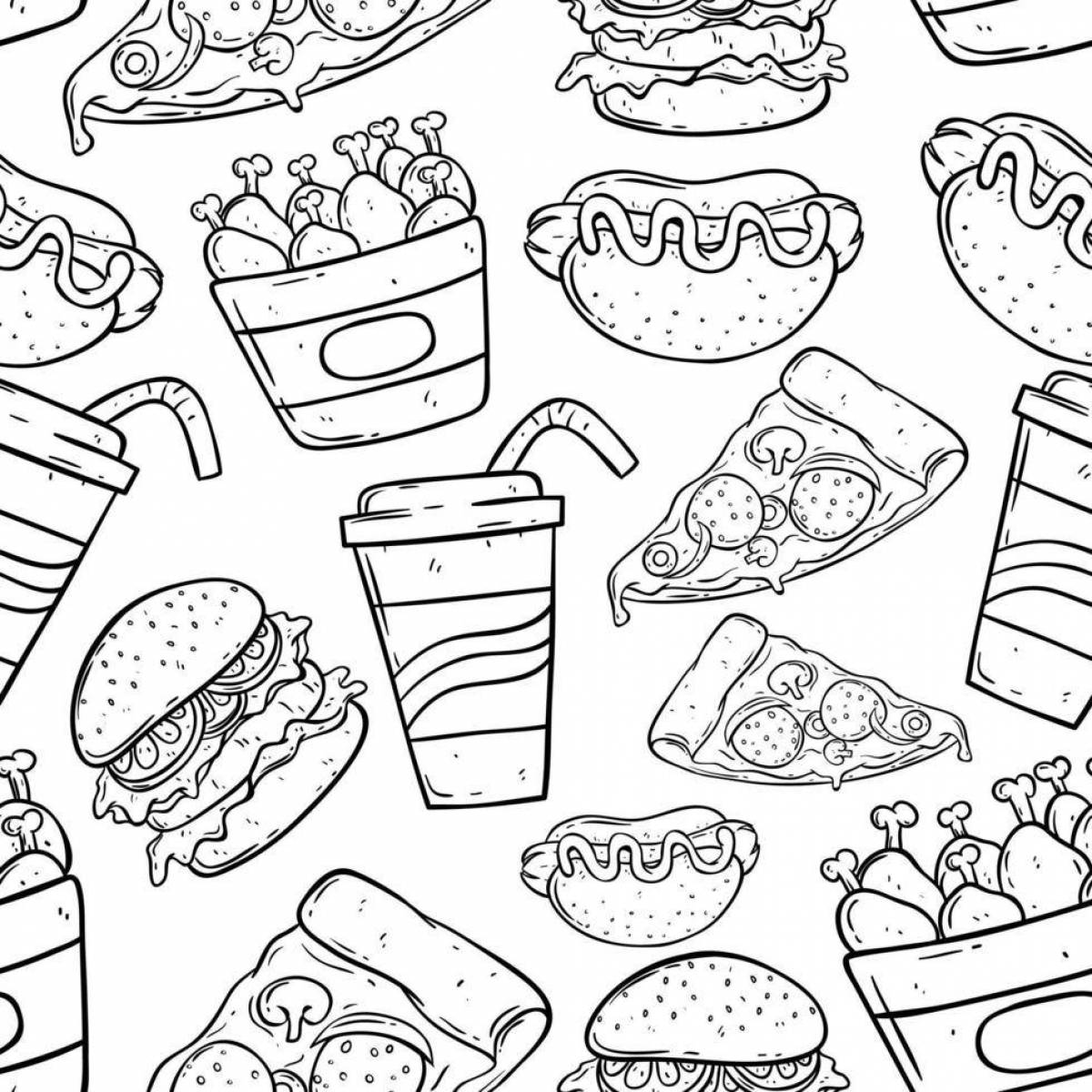 Tempting fast food coloring page
