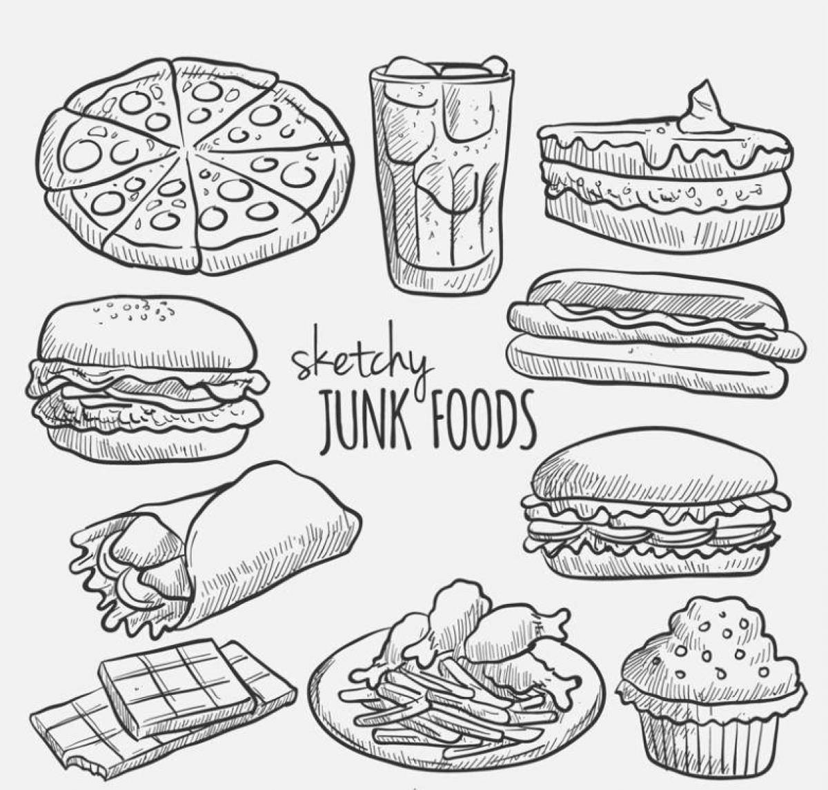 Attractive fast food coloring page