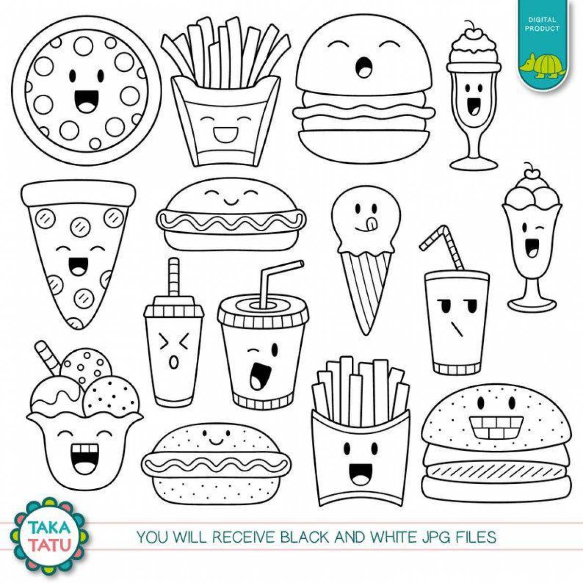 Nutritious fast food coloring page