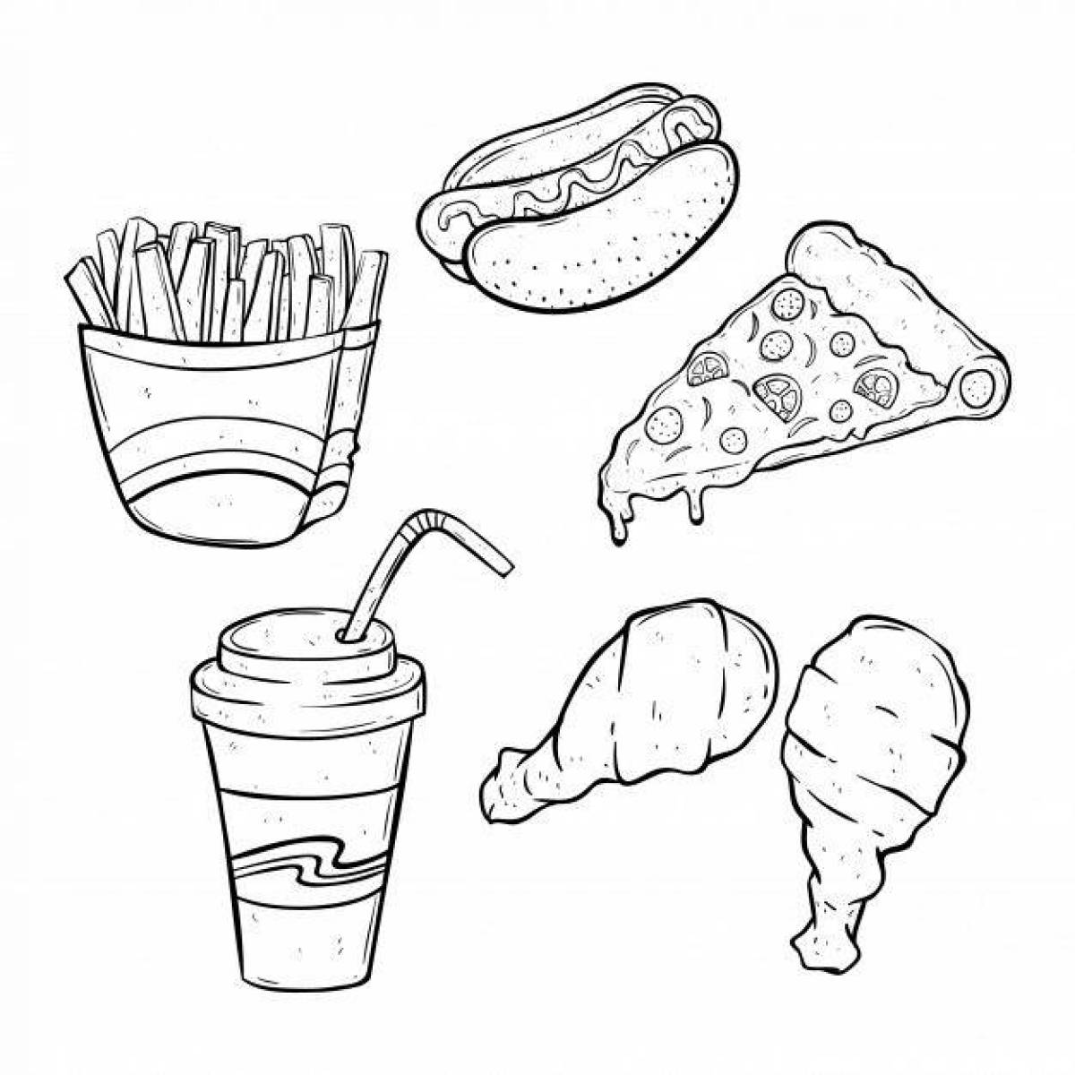 Spicy fast food coloring page