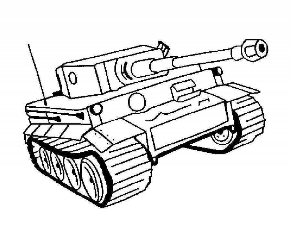 Colorful tank coloring page