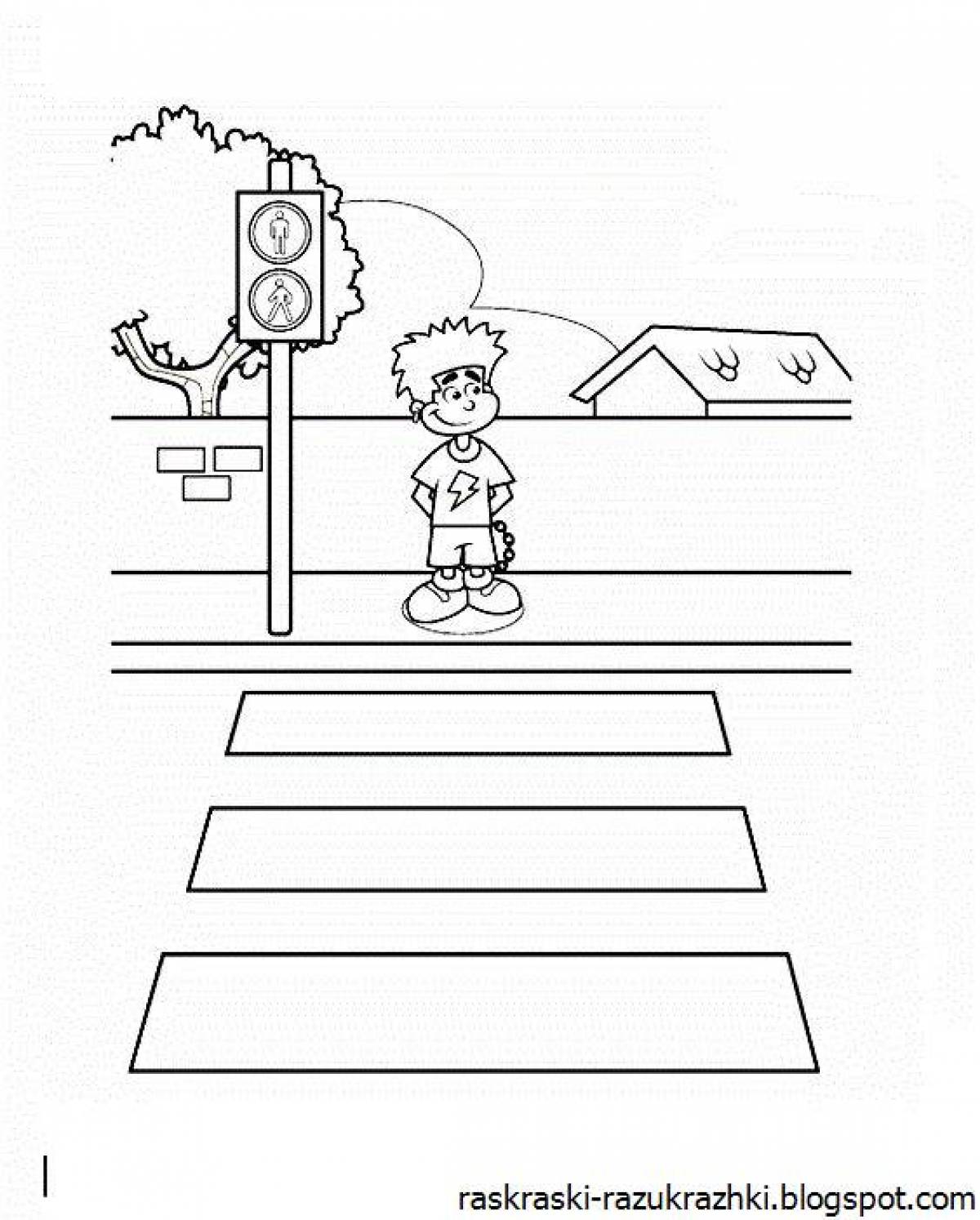 Coloring page mysterious pedestrian crossing