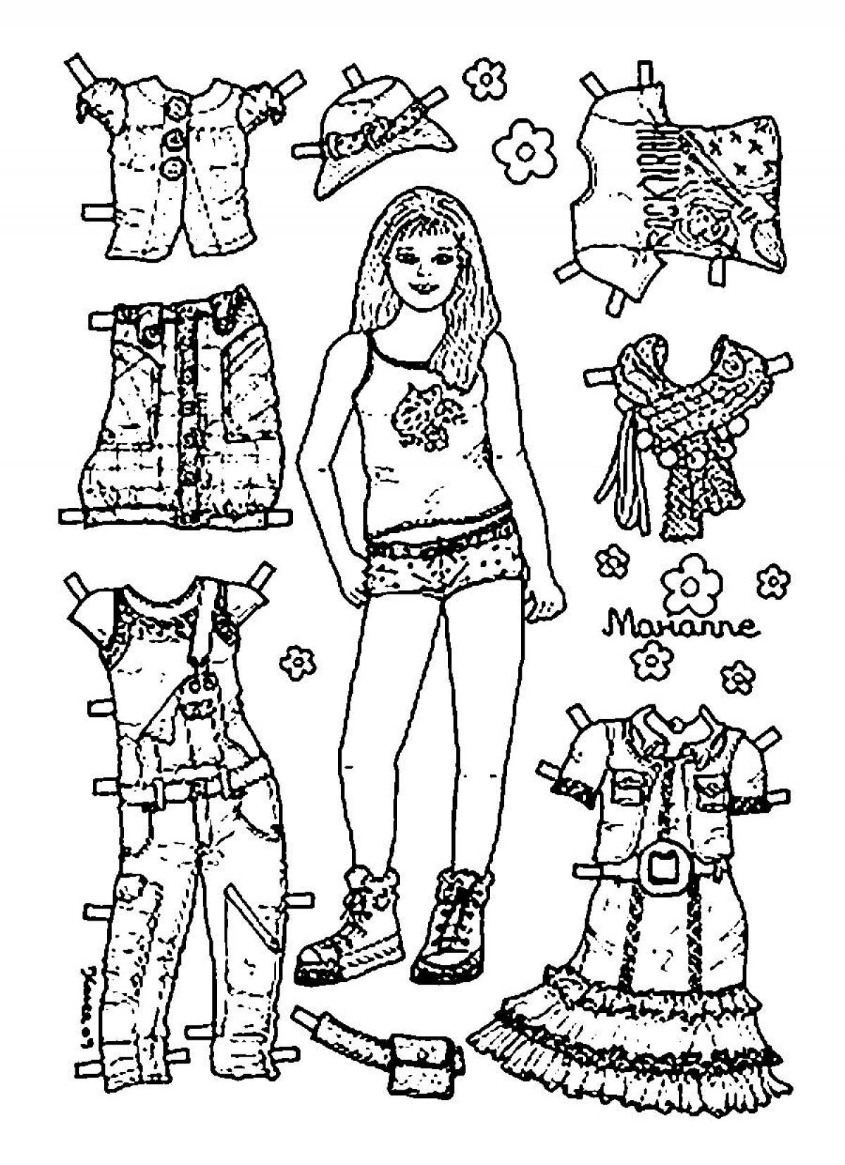 Fashion coloring girl with clothes