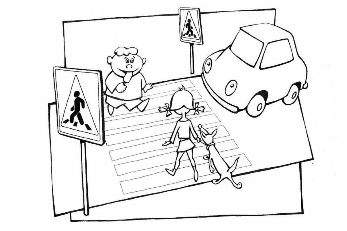 Attractive traffic rules coloring book for preschoolers