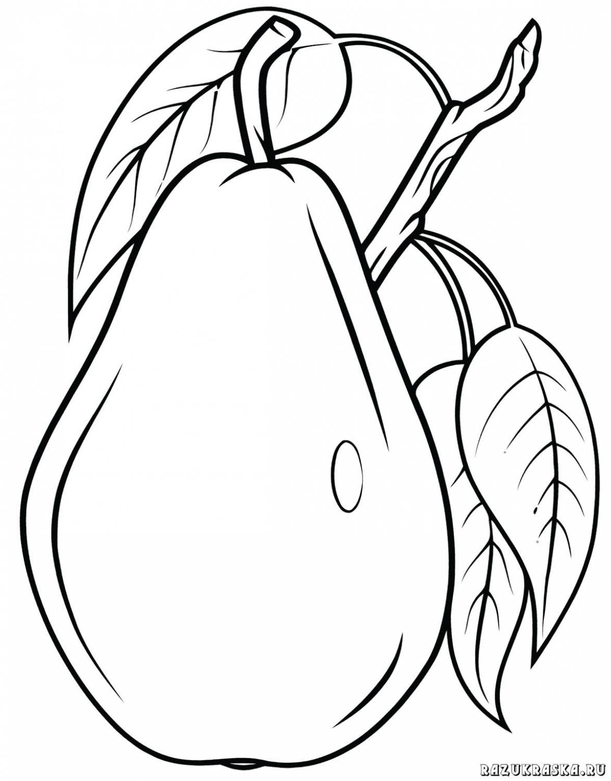 Colorful pear coloring book for kids