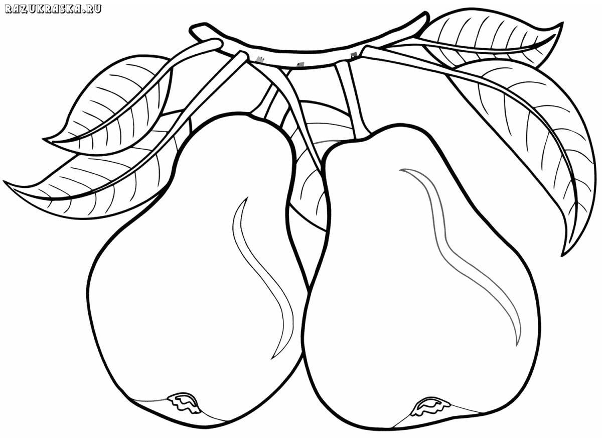 Animated pear coloring page for the little ones
