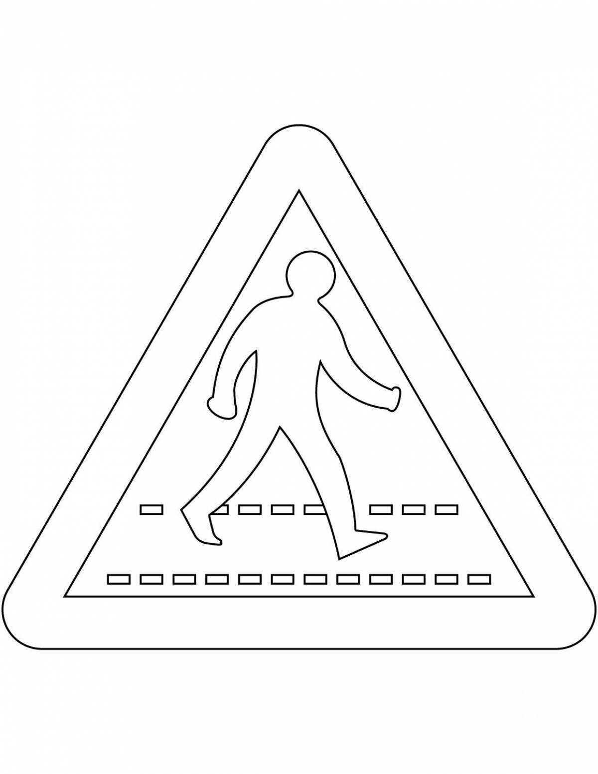 Coloring page cheerful crosswalk sign