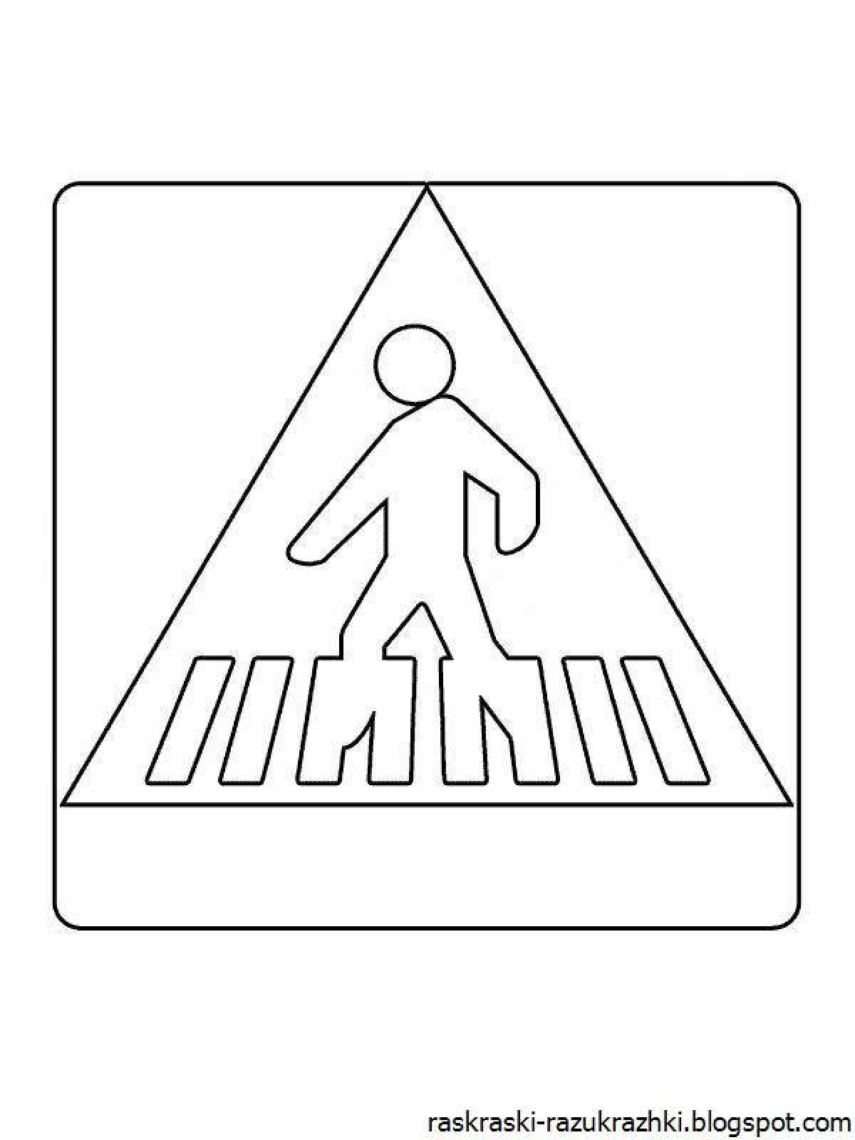 Adorable crosswalk sign coloring page