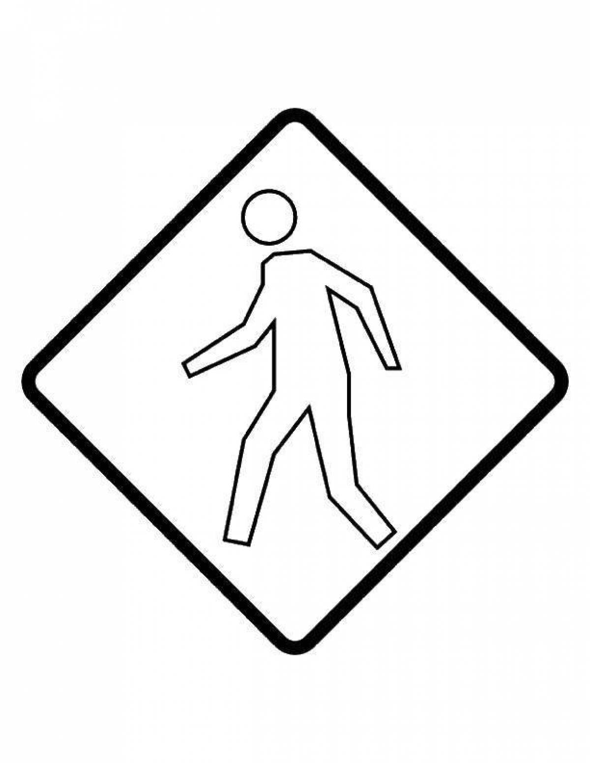 Coloring page bold crosswalk sign
