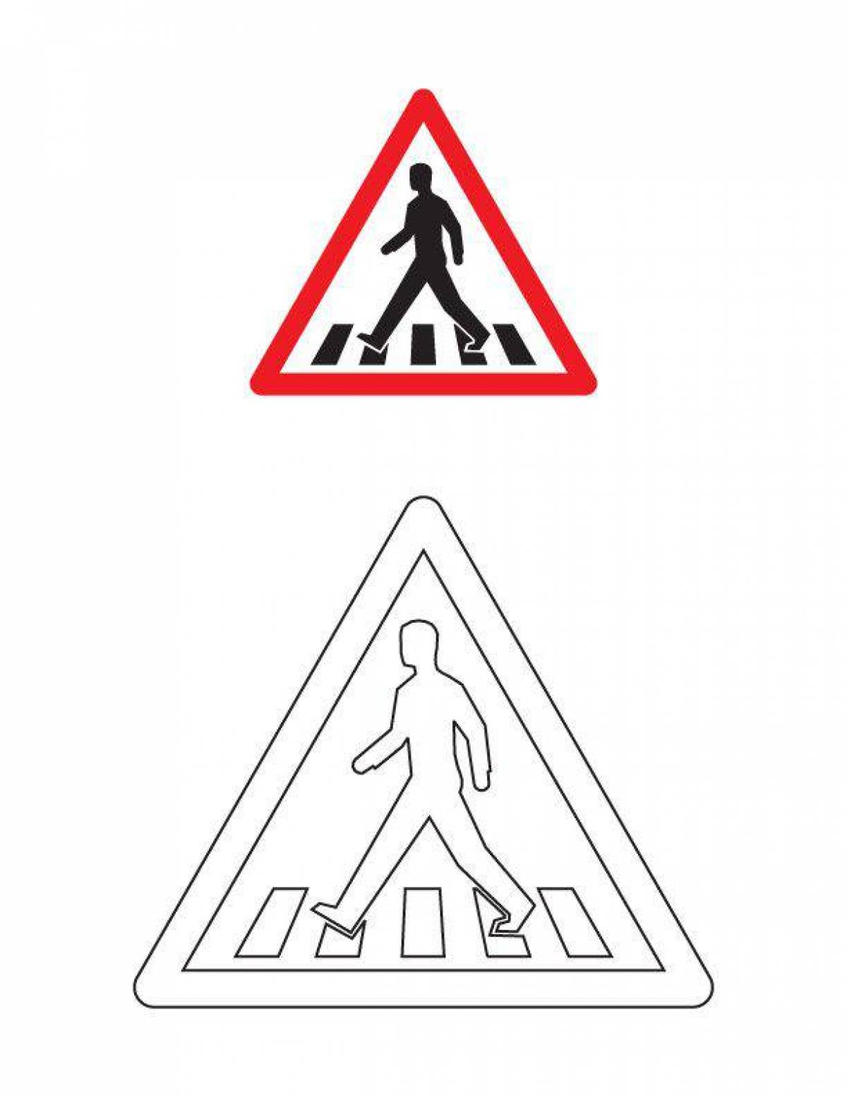 Coloring page shiny crosswalk sign