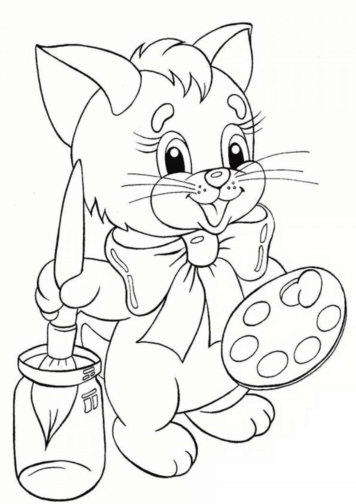 Cute kitten coloring book for 4-5 year olds