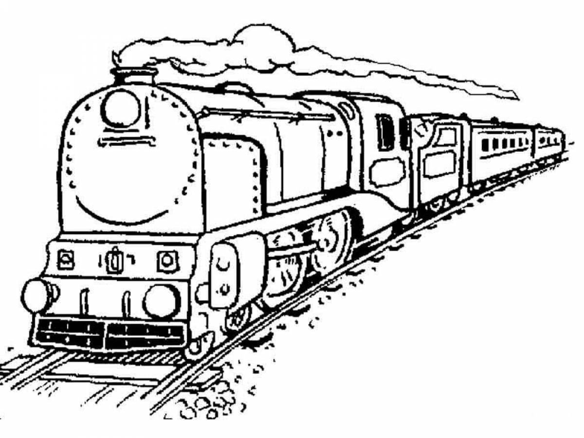 Fun coloring book with electric train