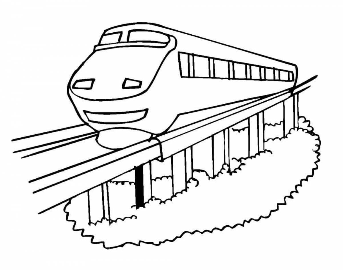 Coloring book animated electric train
