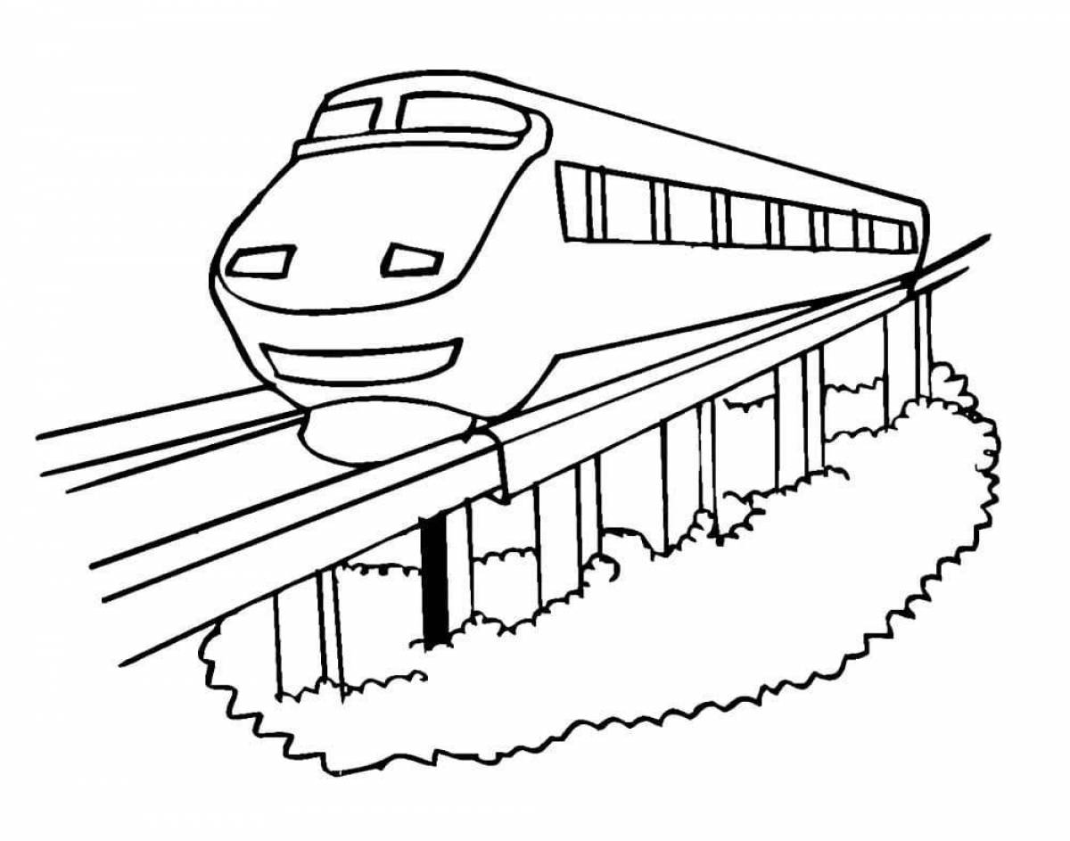 Coloring book animated electric train