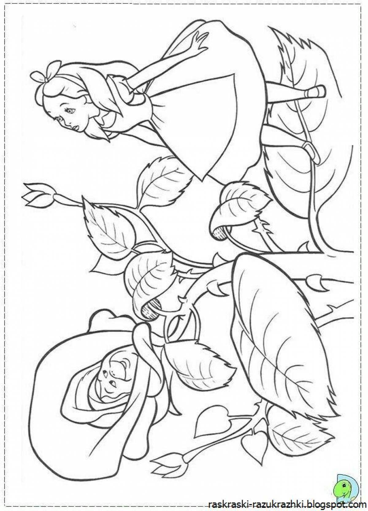 Colorful alice find coloring page