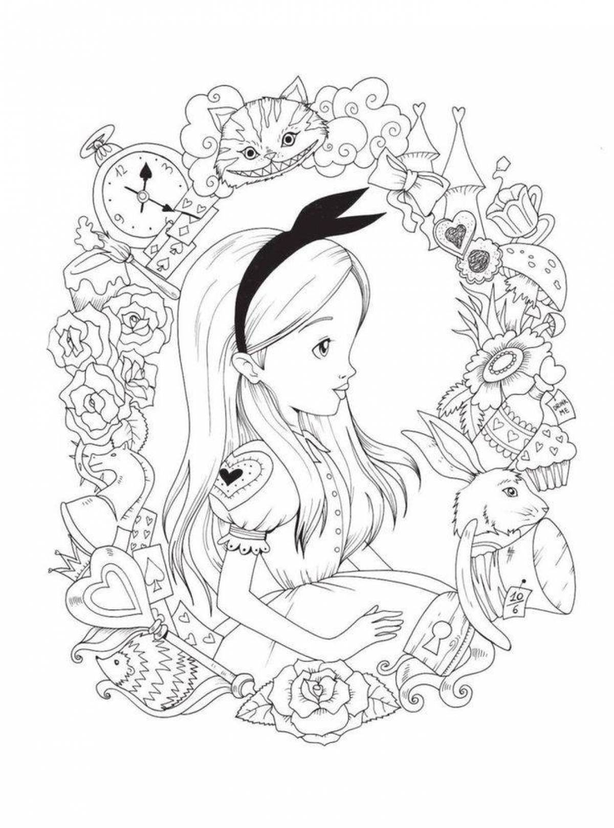 Exotic alice find coloring book