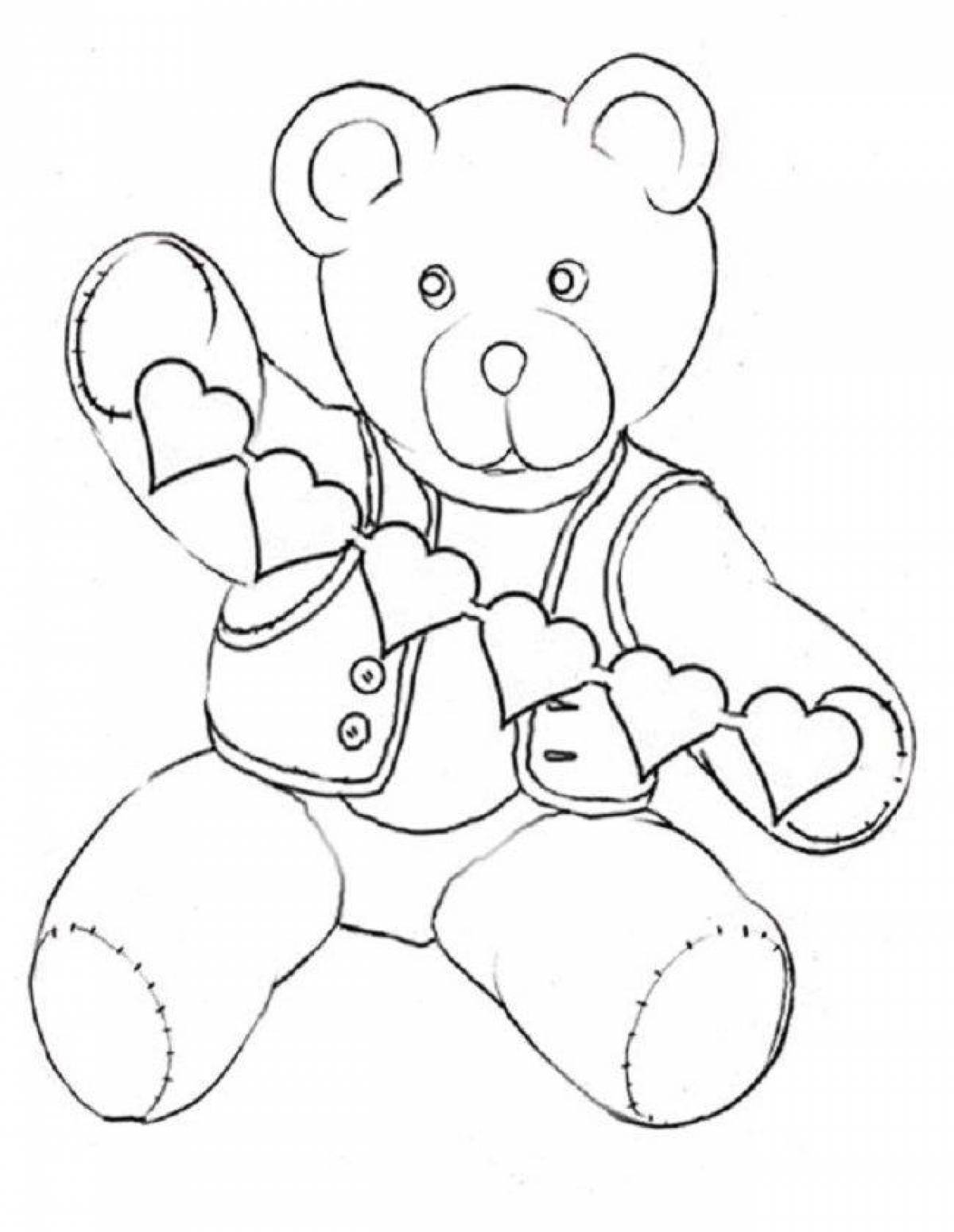 Coloring quirky teddy bear