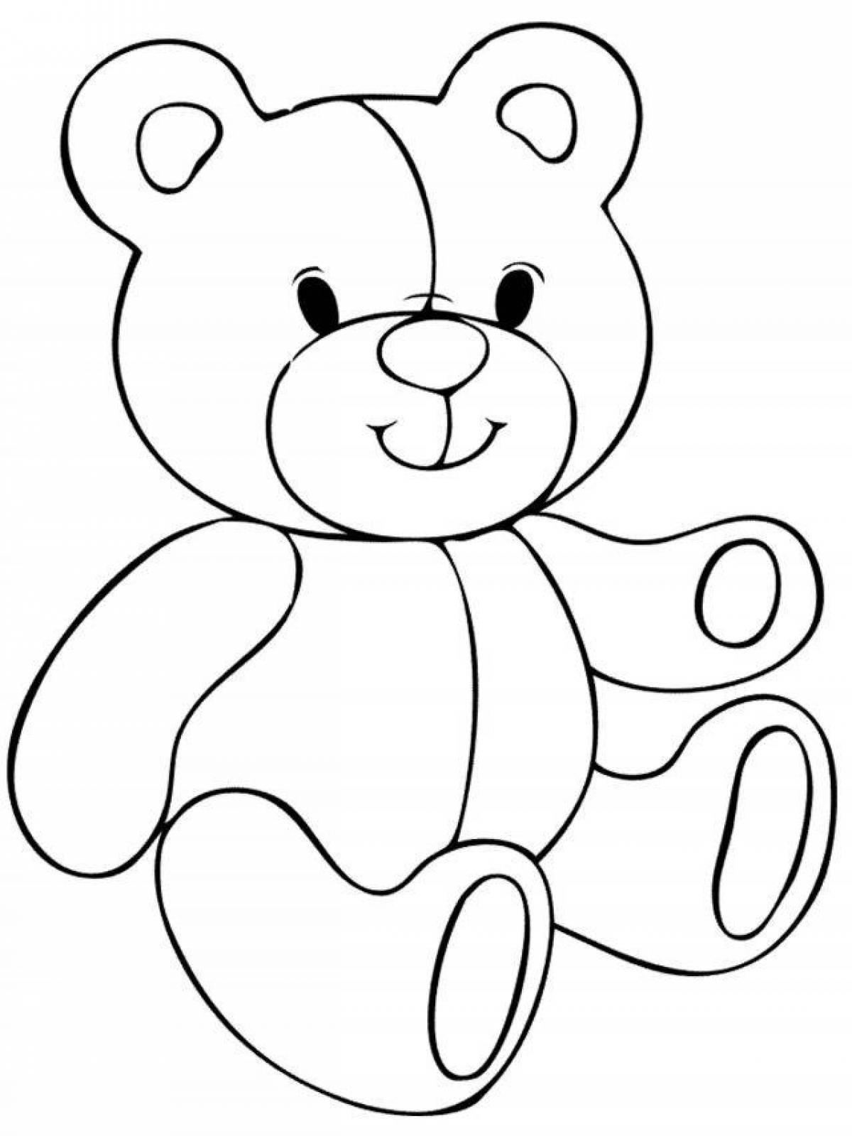 Coloring book thoughtful teddy bear