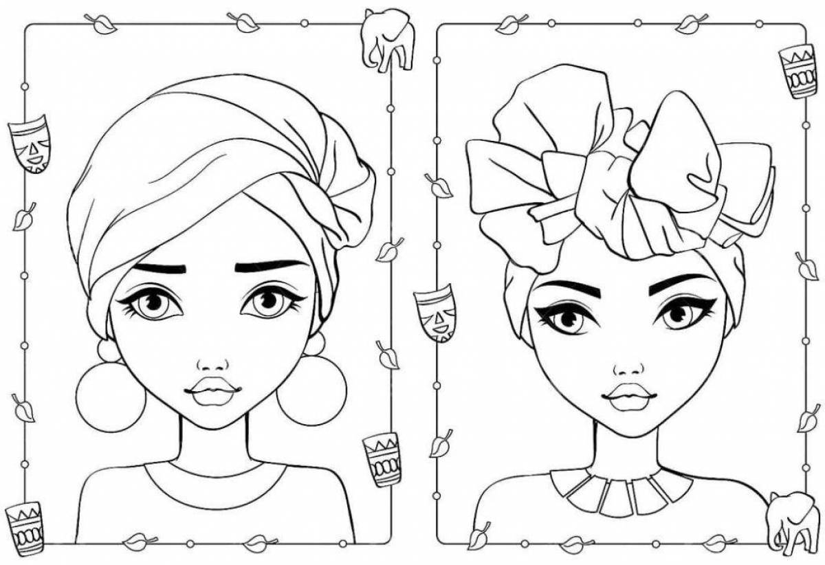 Очаровательная страница раскраски макияжа для девочек
