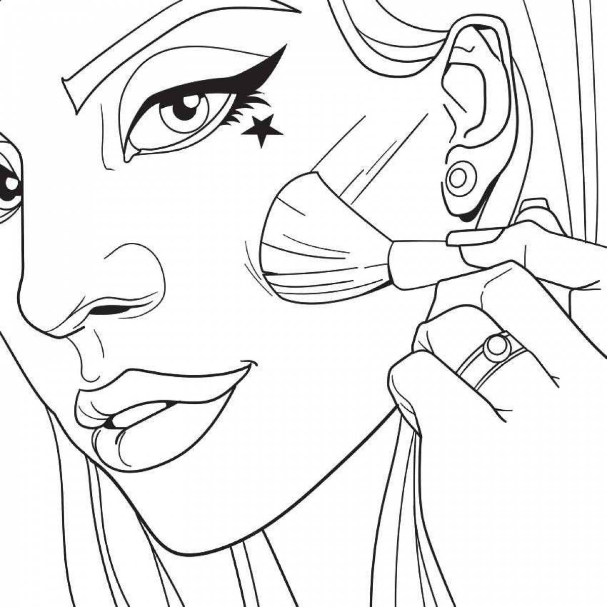 Coloring book shining makeup for girls