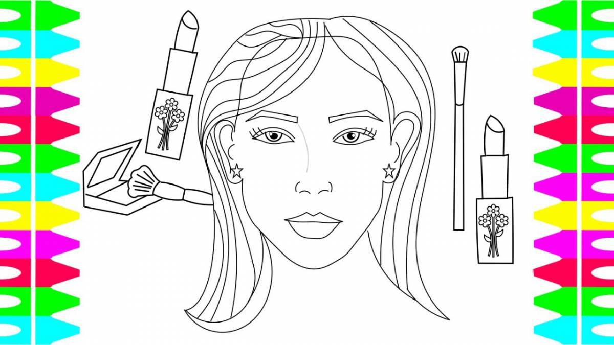 Gorgeous makeup coloring book for girls
