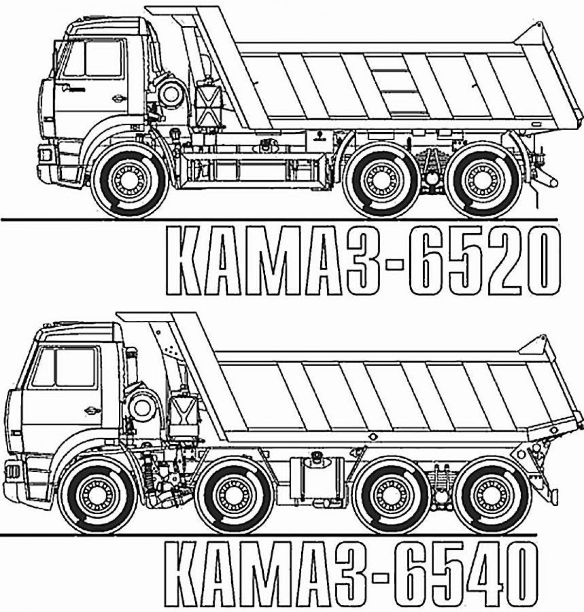 Adorable coloring book KAMAZ for kids