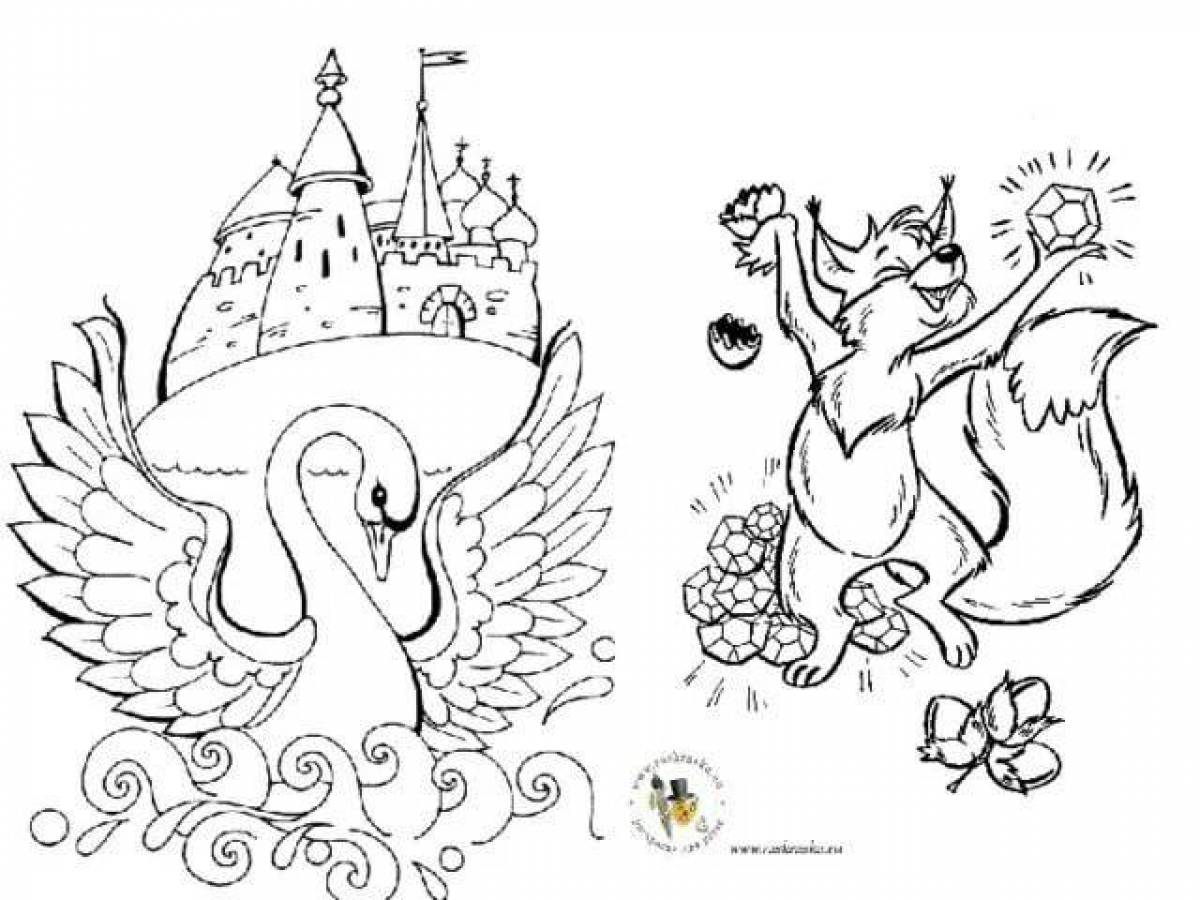 Coloring book animated Pushkin's fairy tale