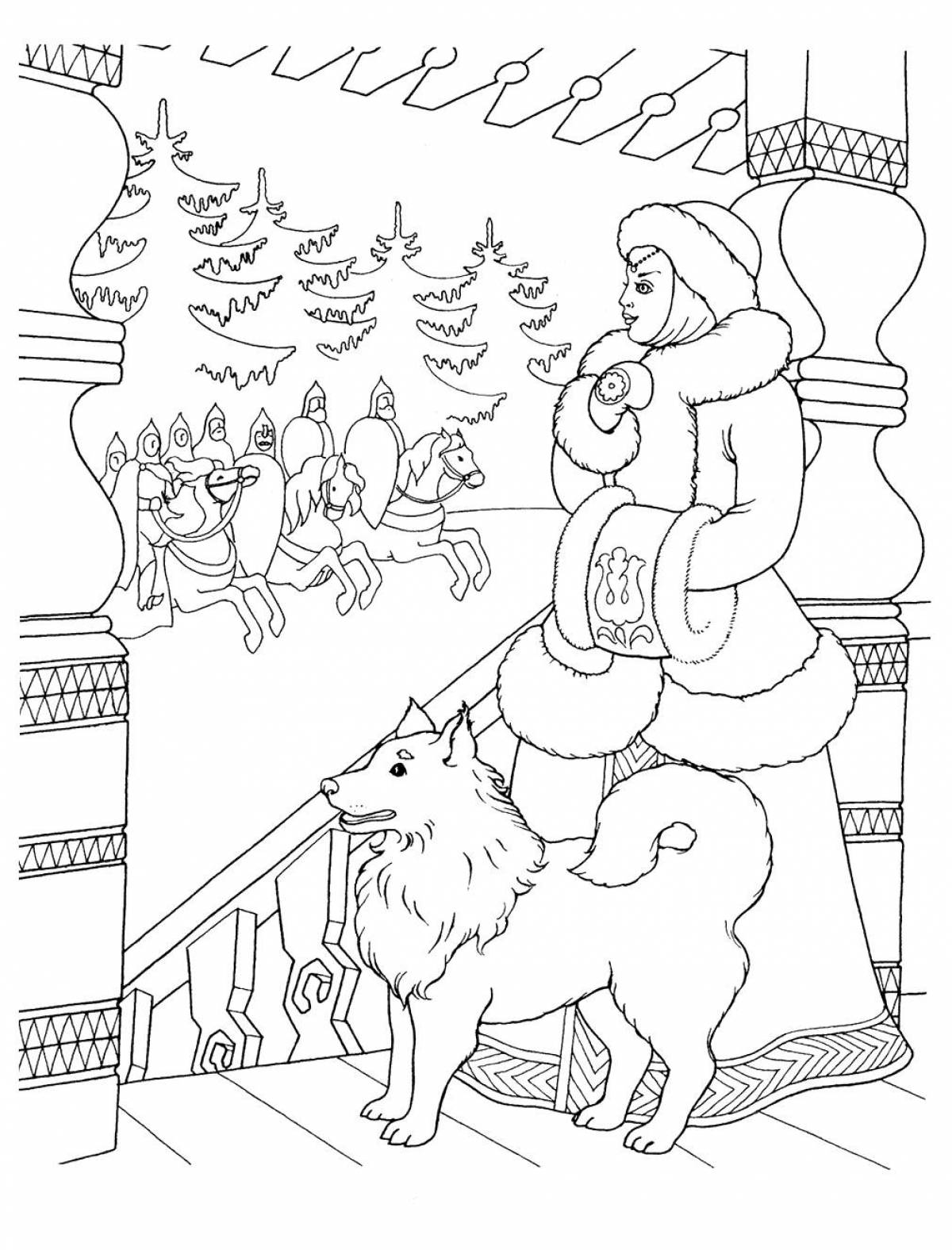Coloring book Pushkin's festive tale
