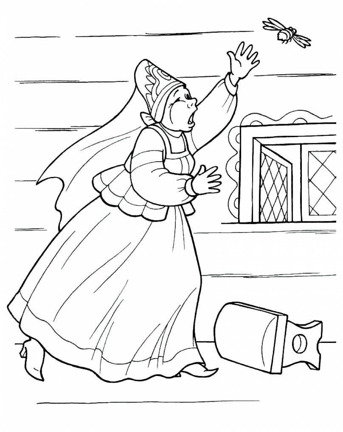 Coloring book sparkling Pushkin's fairy tale