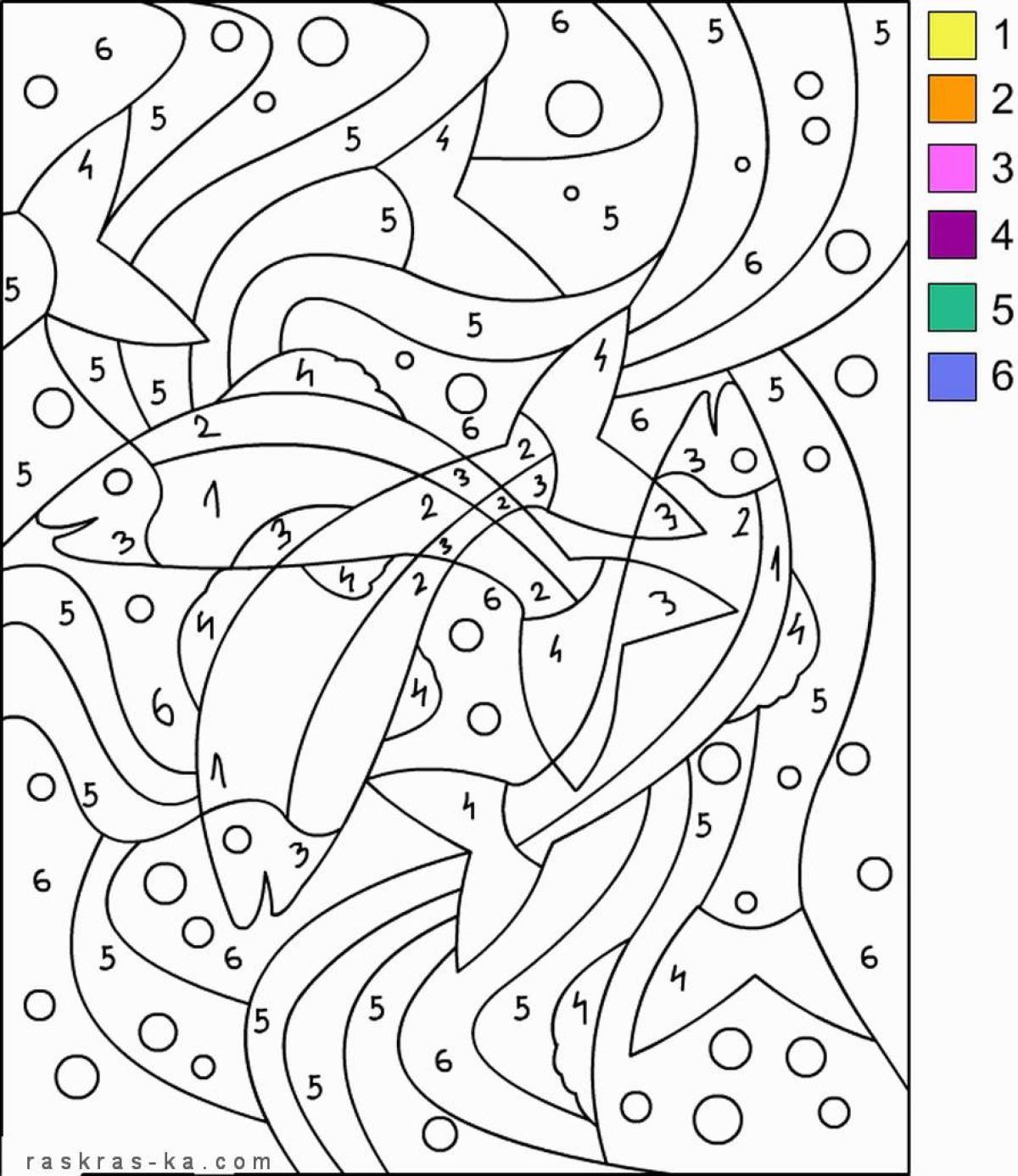 Creative coloring by numbers for 7-8 year olds