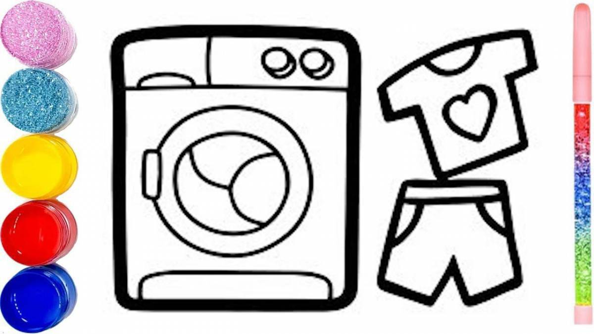 Colorful washing machine coloring page