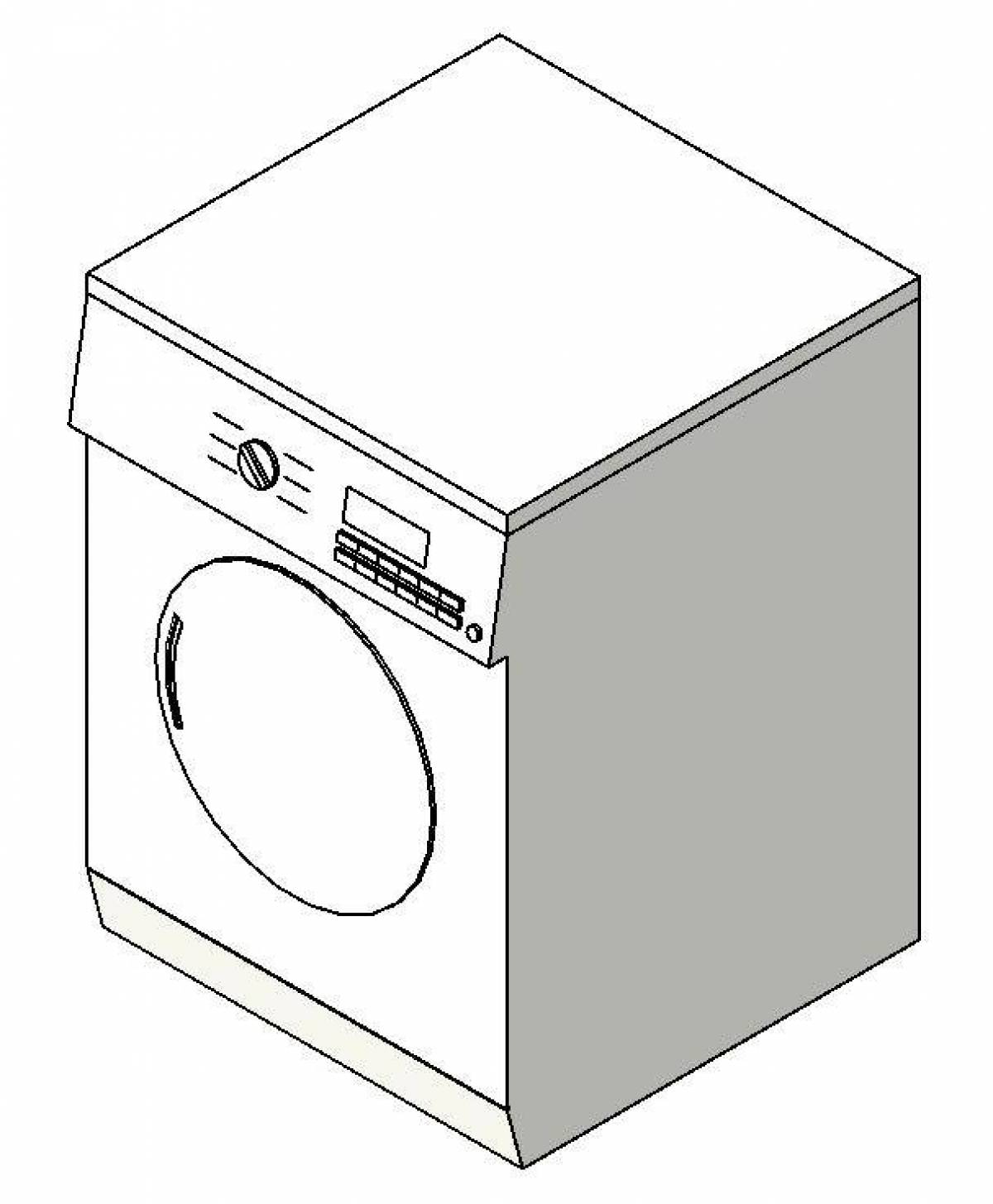 Joyful washing machine coloring page