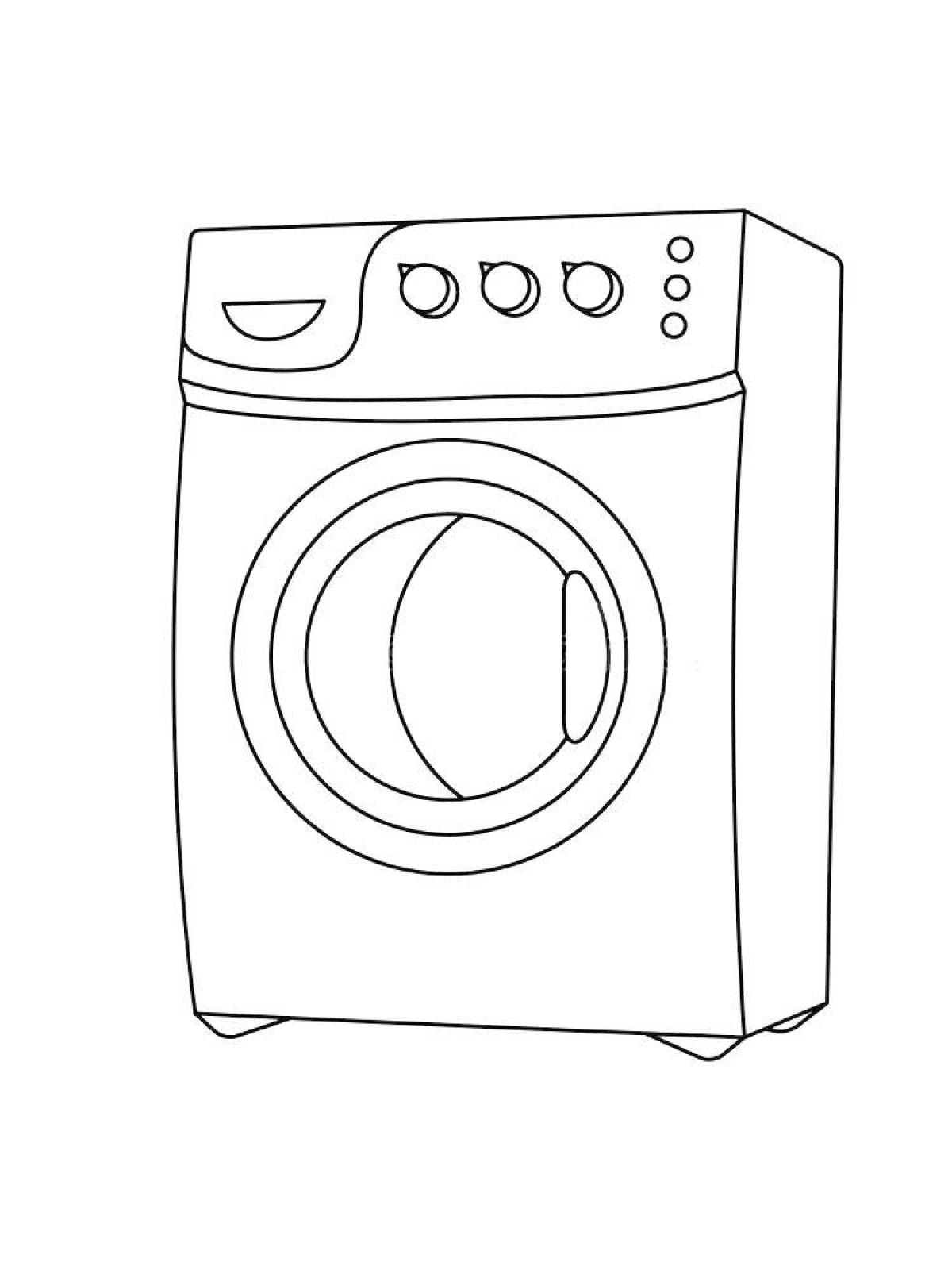 Playful washing machine coloring page