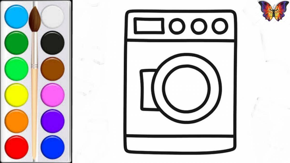 Amazing washing machine coloring page