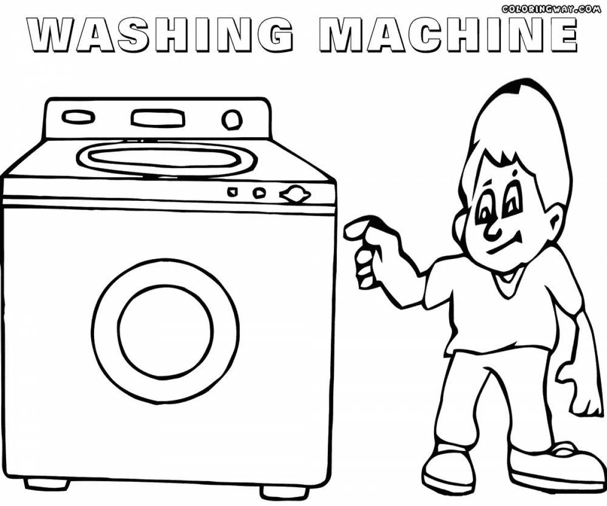 Coloring cute washing machine