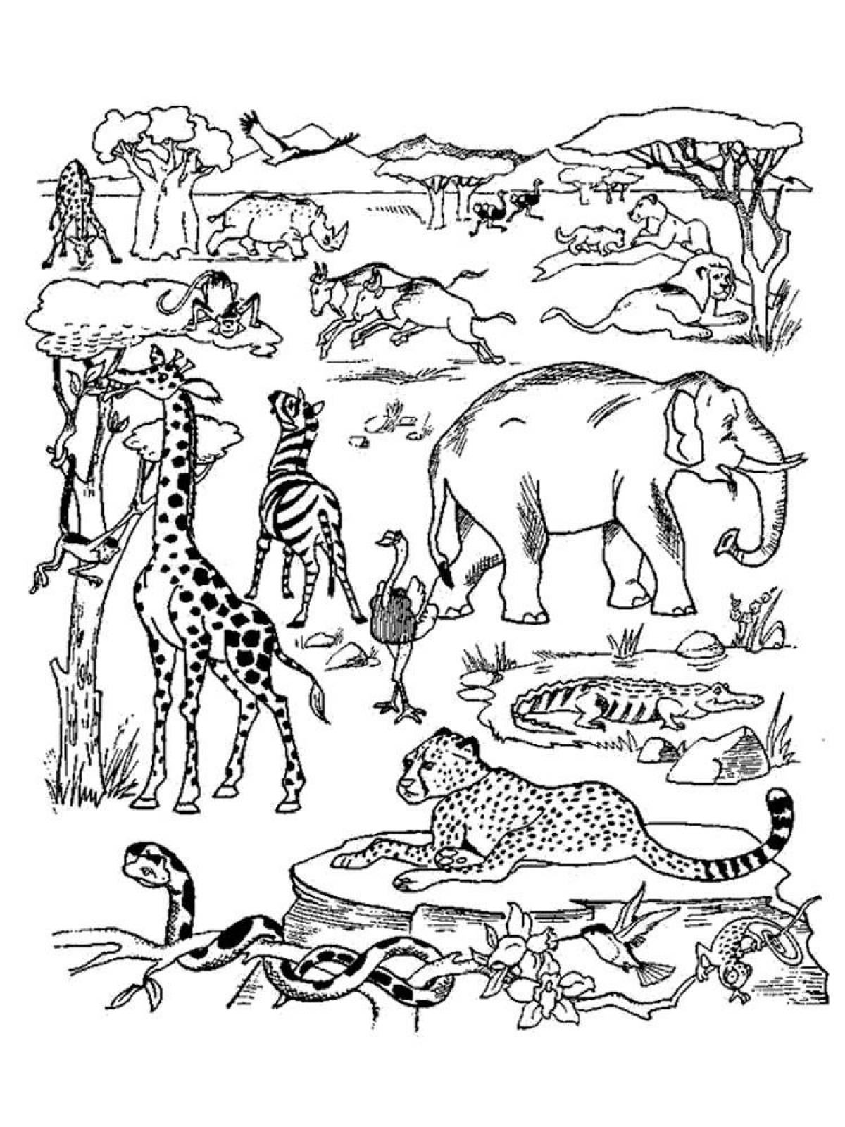 Причудливая раскраска африканские животные