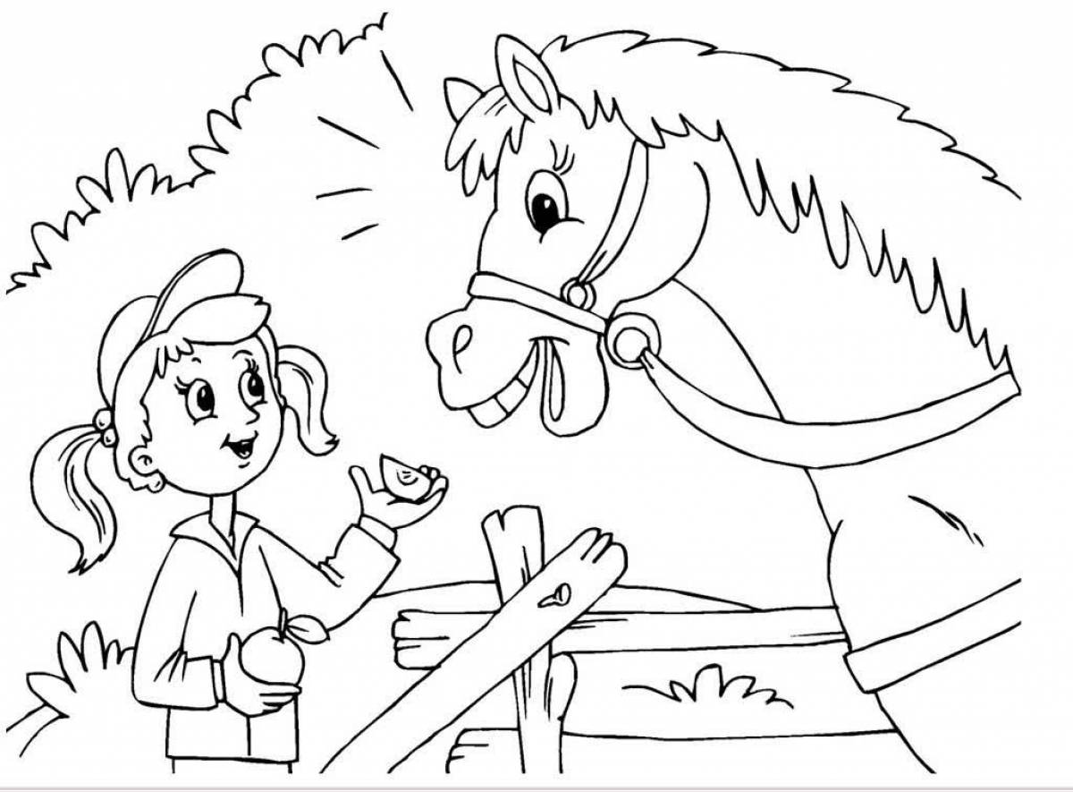 Очаровательные лошади-раскраски для девочек