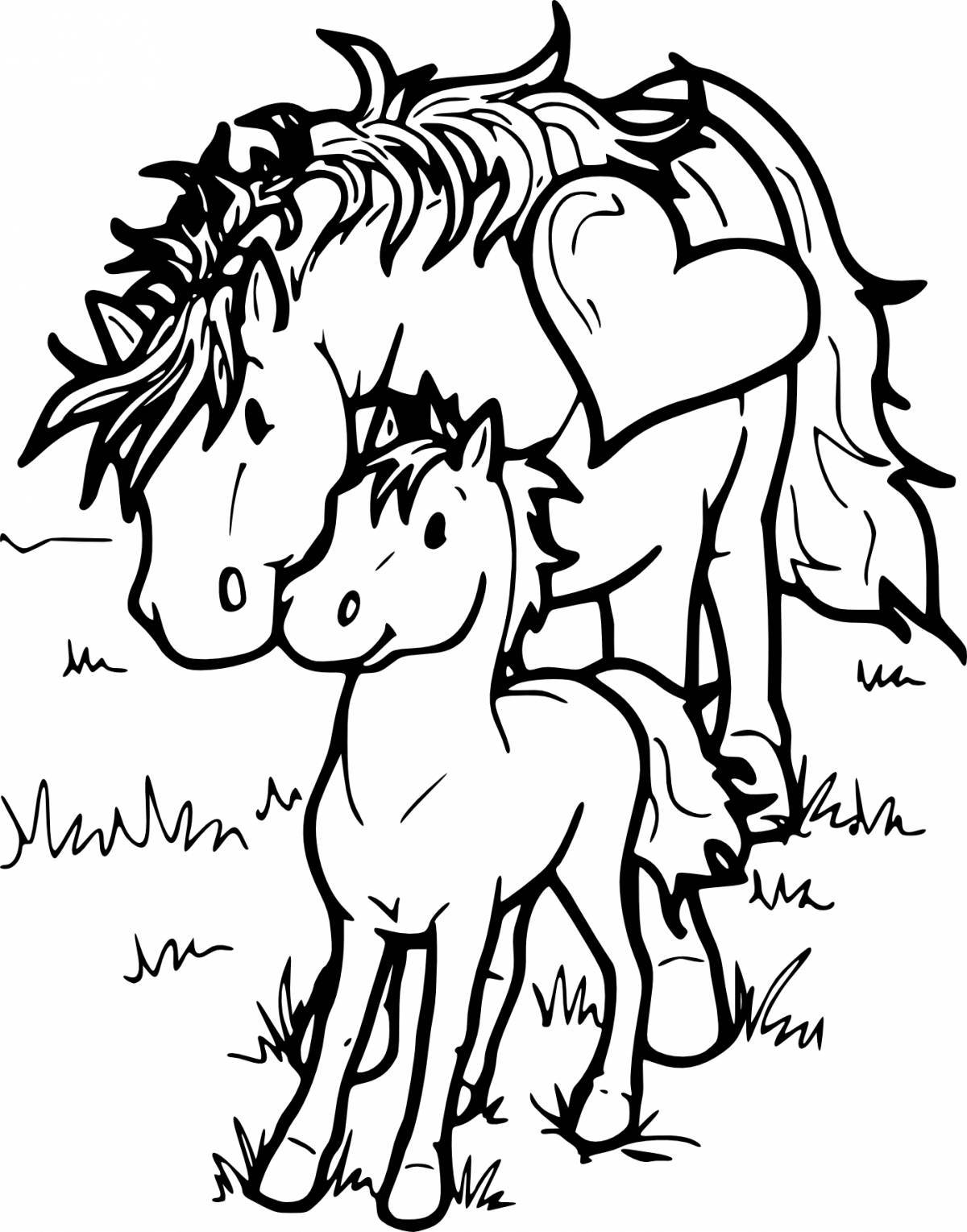 Экзотические лошади раскраски для девочек